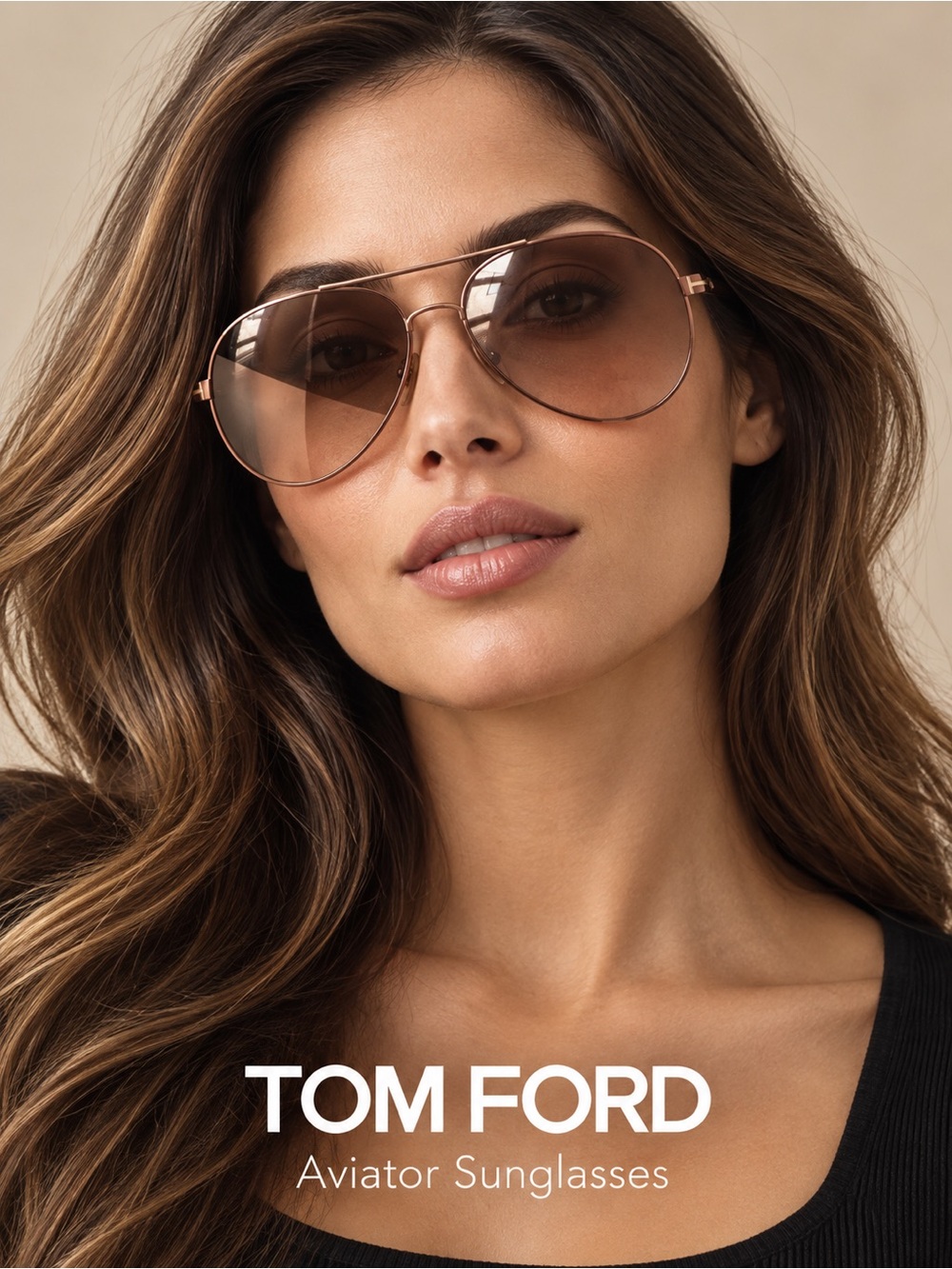 Tom Ford Rose Gold Frame with Brown Gradient Lenses Aviator Sunglasses